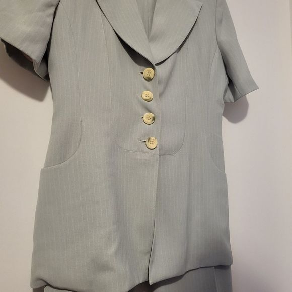 Vintage business look set jacket and pants size 14 modifies gray - Picture 3 of 9
